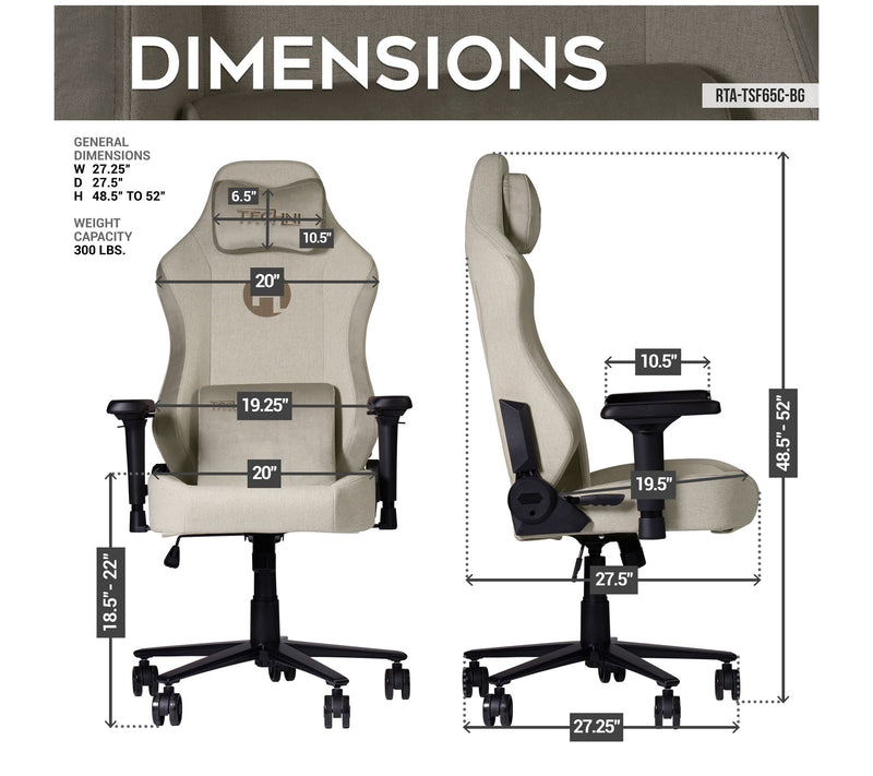 Techni Sport ORION Memory Foam Adjustable PCGaming Chair — View 8
