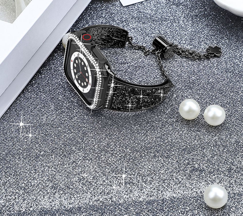 WorryFree Gadgets 45mm Bling Metal Band w/ Bling Bumper Case — View 4