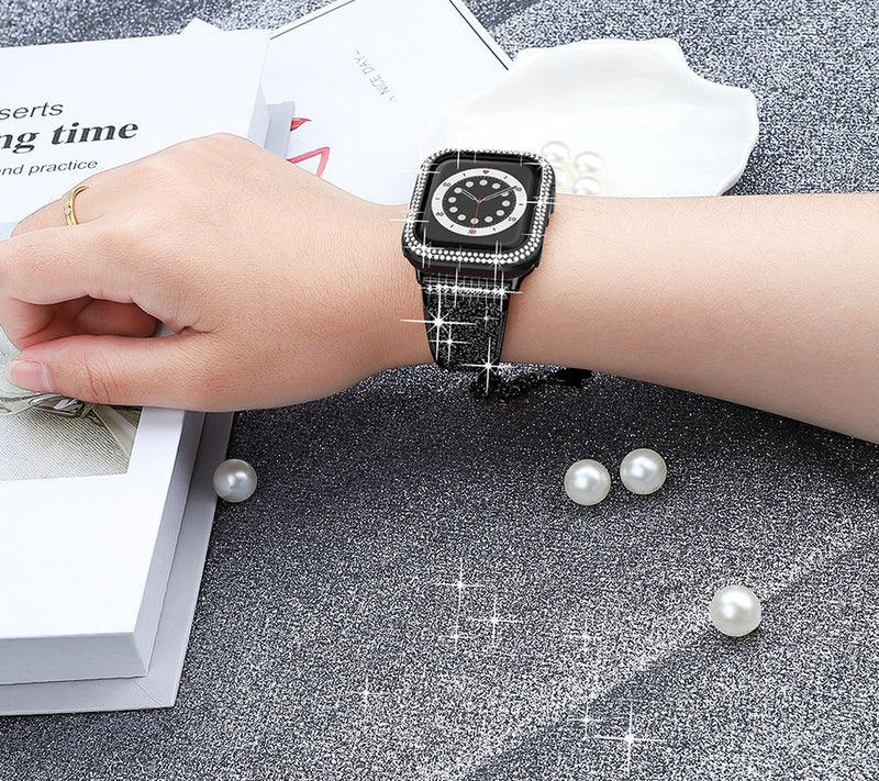 WorryFree Gadgets 45mm Bling Metal Band w/ Bling Bumper Case — View 3