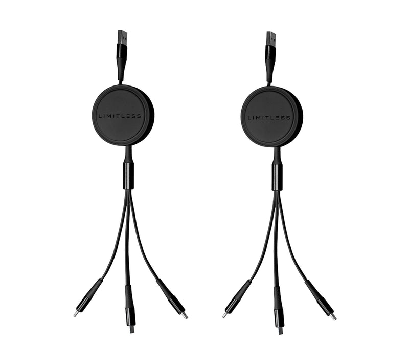 Limitless Set of 2 3-in-1 49" Retractable Charging Cable Hub — View 3