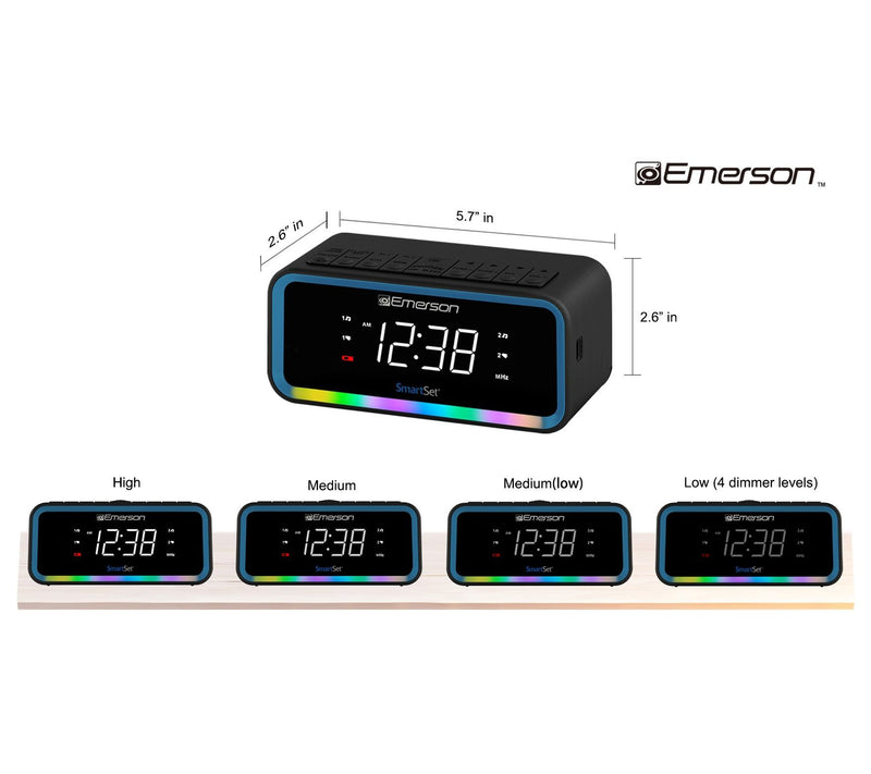 Emerson SmartSet 0.9" LED Dual Alarm Clock Radio w/ AM/FM — View 5