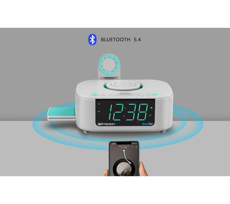 Emerson SmartSet Wireless Charging Dual Alarm FM Clock Radio — View 4