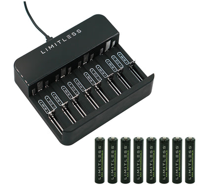 Limitless Rechargeable Batteries with Digital Display Charging Dock