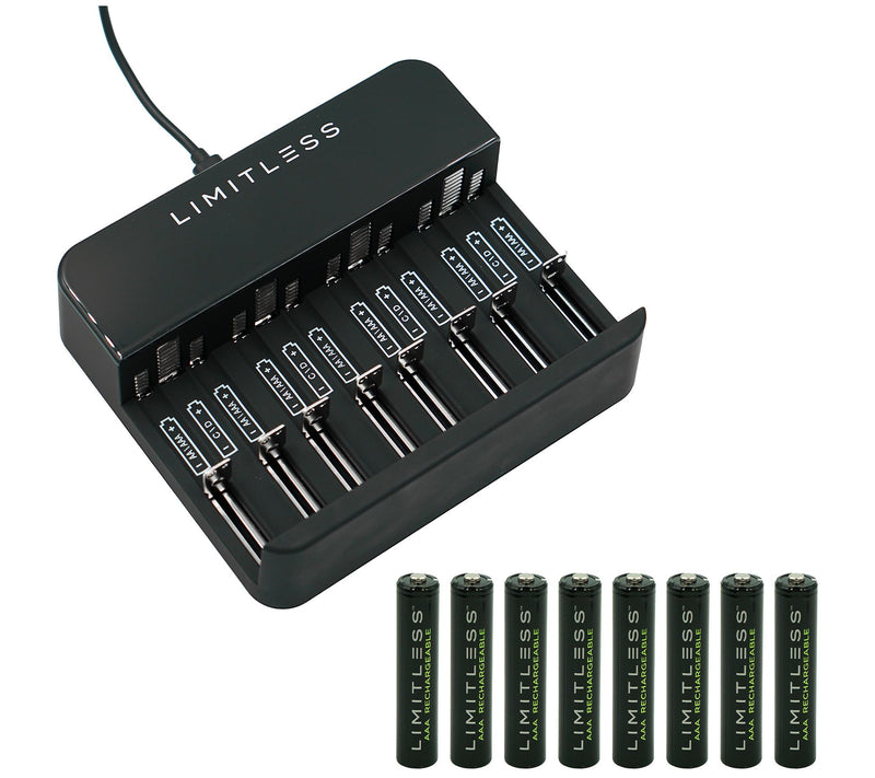 Limitless Rechargeable Batteries with Digital Display Charging Dock — Main view
