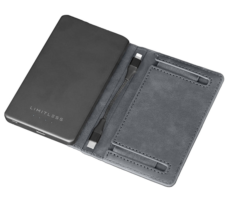 Limitless 5,000mAh Power Bank with Built in RFID Faux Leather Wallet — View 7
