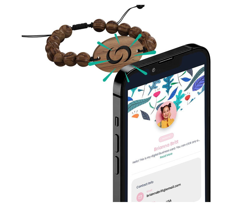 Contact Co. Smart Tap-to-Share Wooden Wearableracelet — View 3