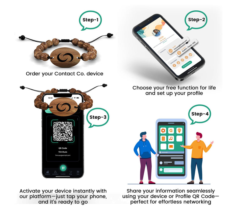 Contact Co. Smart Tap-to-Share Wooden Wearableracelet — View 4
