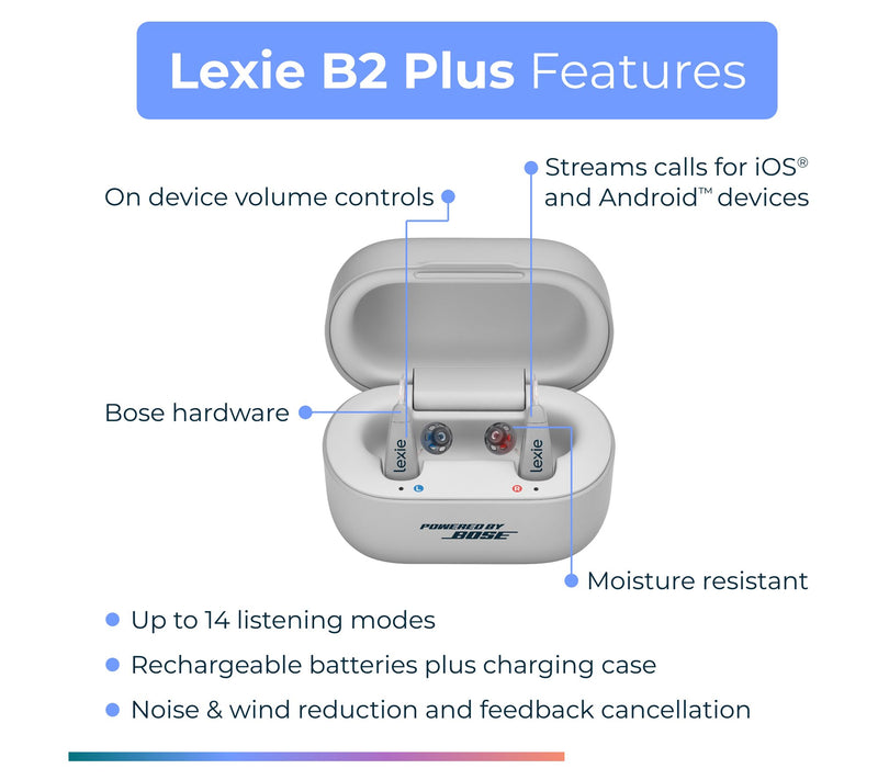 Lexie B2 Plus Self-Fitting OTC Hearing Aids powered by Bose w/Care Kit — View 4