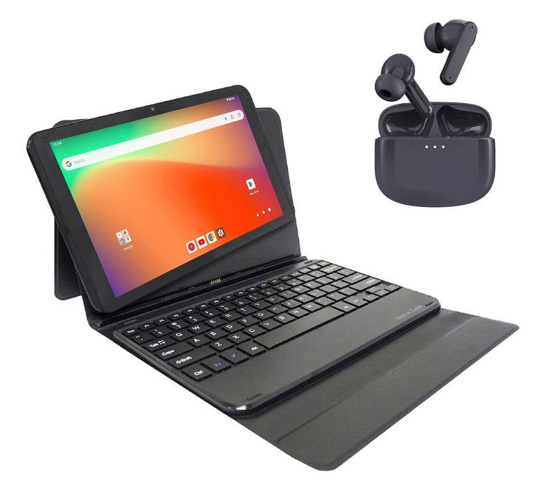 Visual Land Prestige 10.1" 128GB Tablet w/ Keyboard Case & ANC Earbuds — View 3