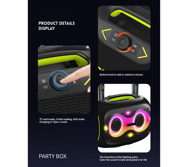 WorryFree Gadgets 120W Portable Bluetooth Karaoke Speaker — View 6