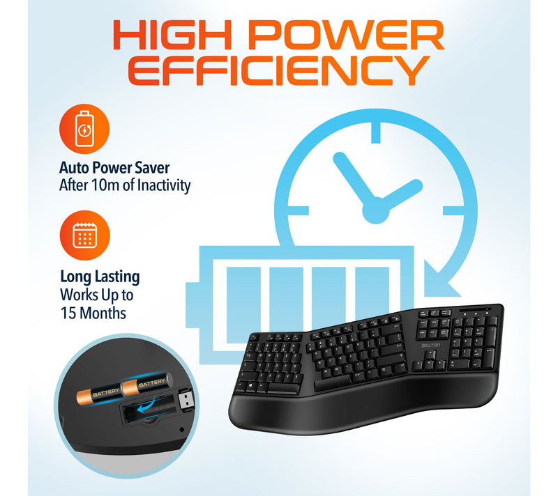 Delton KB200 Wireless Ergonomic Full Sized Keyboard — View 6