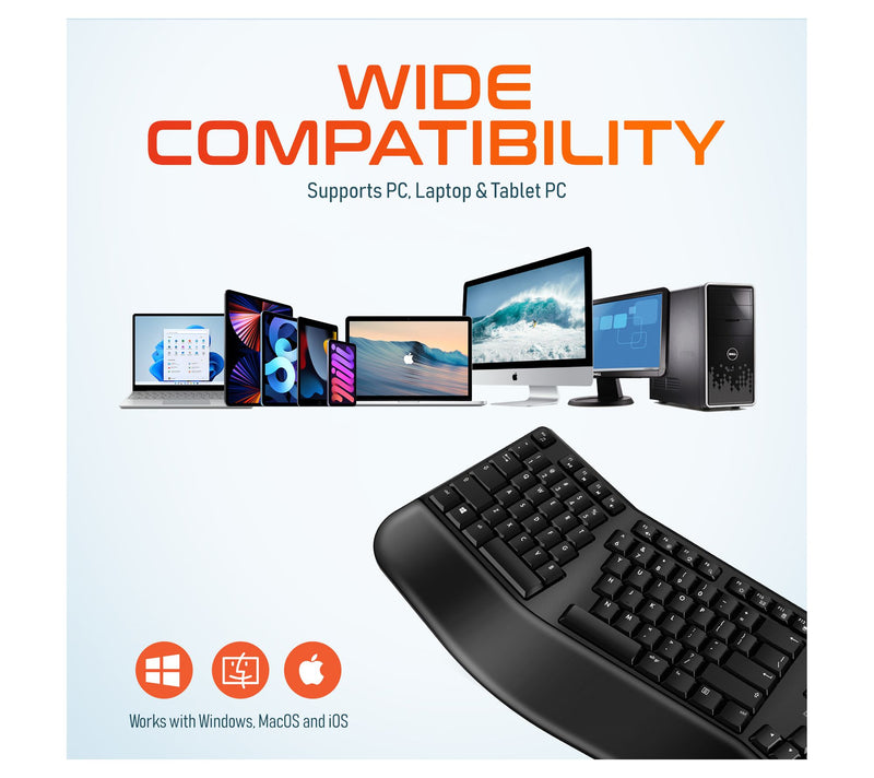 Delton KB200 Wireless Ergonomic Full Sized Keyboard — View 7