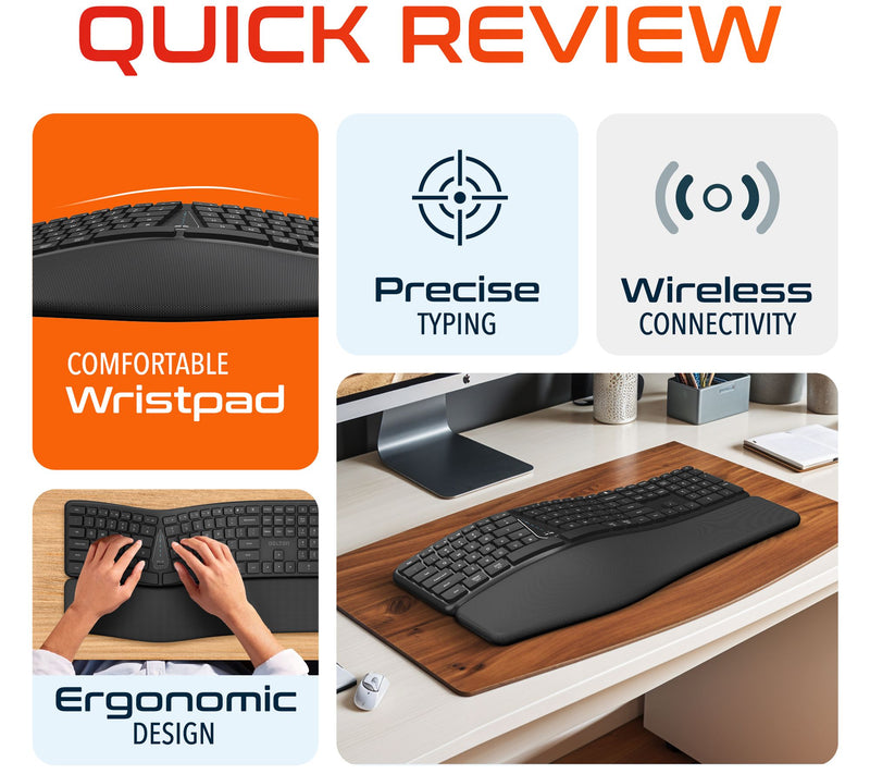 Delton KB250 Wireless Rechargeable Ergonomic Keyboard — View 4