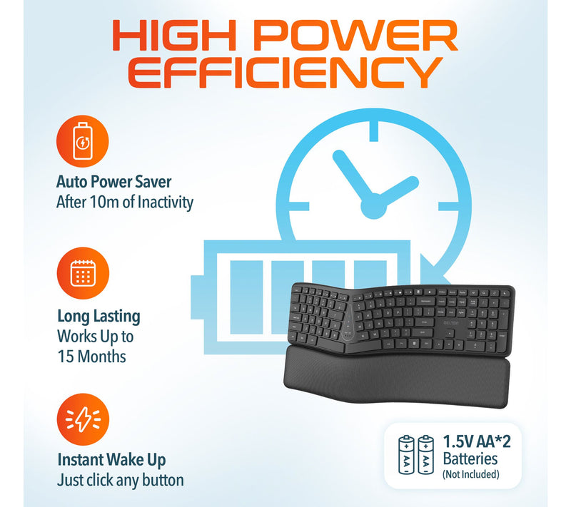 Delton KB250 Wireless Ergonomic Full Sized Keyboard — View 7