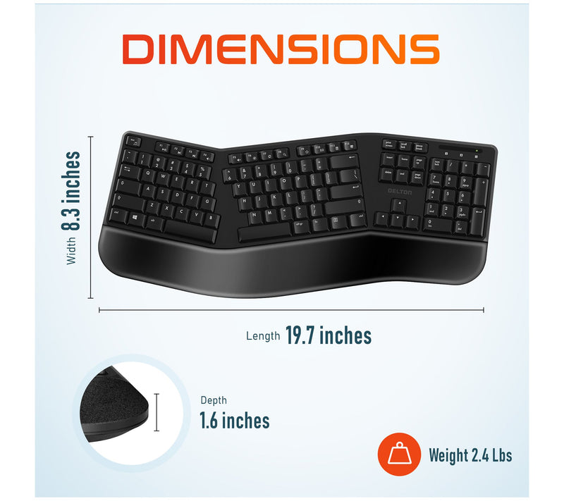 Delton G18 Ergonomic Wireless Keyboard and Optical Mouse Combo — View 7