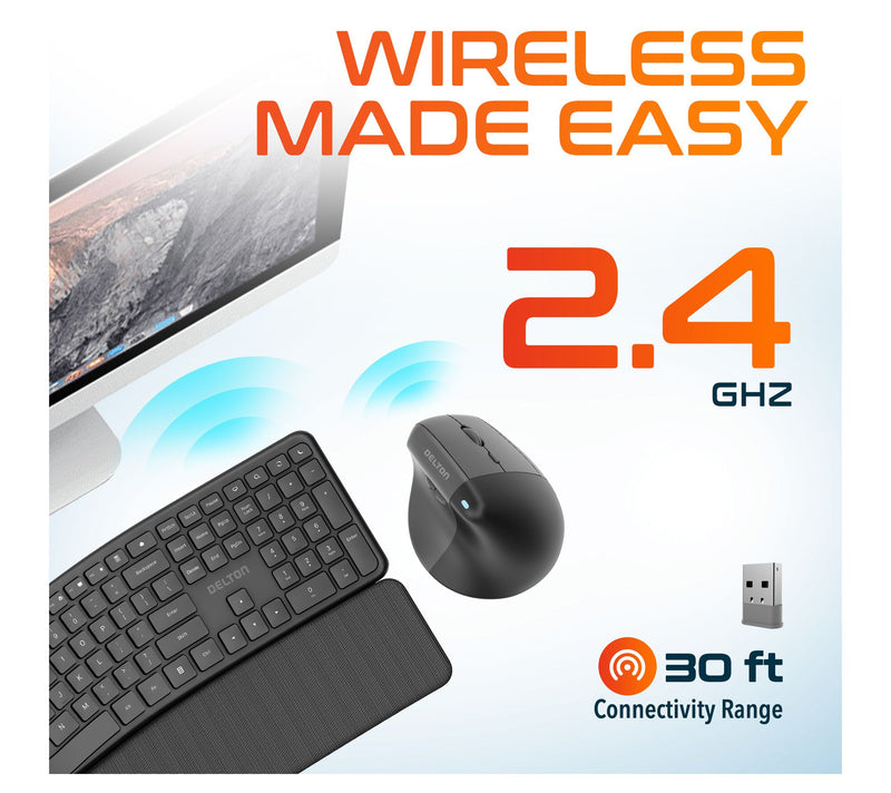 Delton KB250 Wireless Keyboard and S38 OpticalMouse Combo — View 3