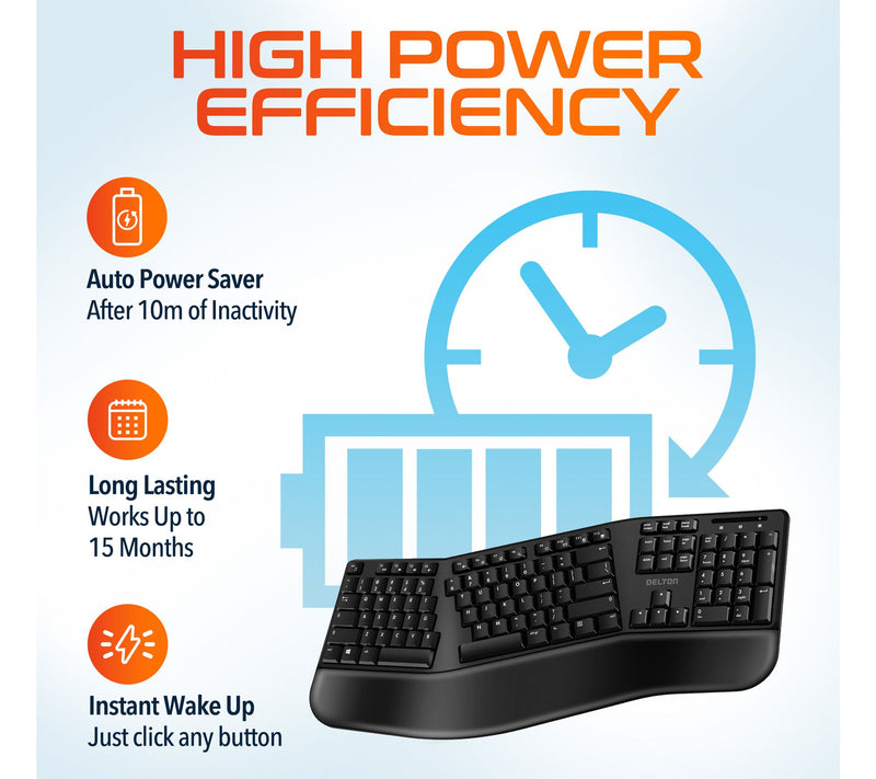 Delton G20 Ergonomic Wireless Keyboard and Optical Mouse Combo — View 6