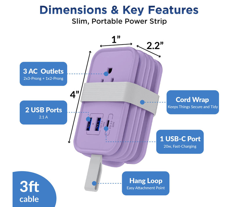 Uncaged Ergonomics Set of 2 Travel Power Strip w/ USB Ports — View 17