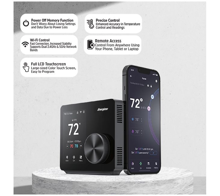 Energizer Smart Wi-Fi Thermostat with Nightlight — View 6