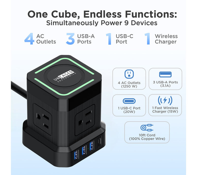 Uncaged Ergonomics Wireless Charging Power Cube — View 22