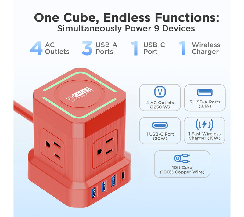 Uncaged Ergonomics Wireless Charging Power Cube — View 23