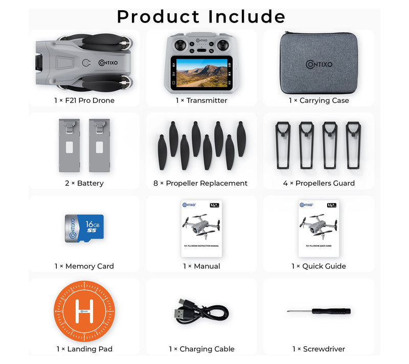 Contixo F21 Pro Mini FPV Drone Camera 4.3" Screen Quadcopter — View 8