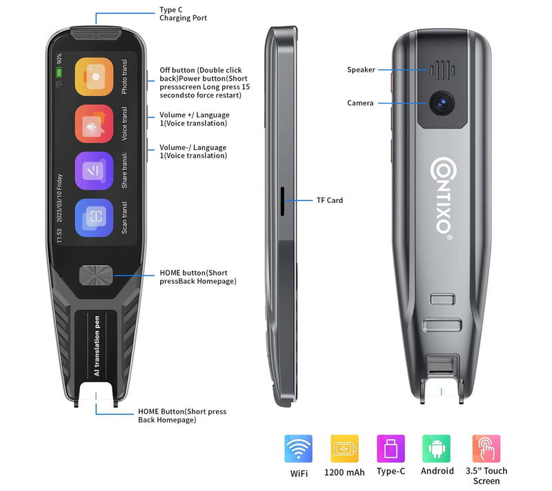 Contixo P1 Smart Scanning Translator Pen, Up to134 Languages — View 2