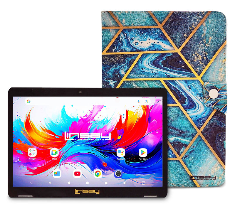LINSAY 10.1"Octa Core 4GB Ram 256GB Storage w/Pattern Case — Main view