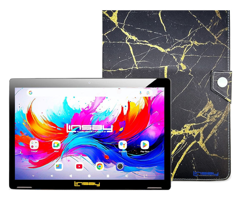 LINSAY 10.1"Octa Core 4GB Ram 256GB Storage w/Marble Case — View 3