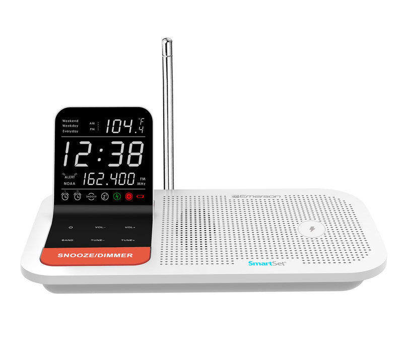 SmartSet Weather Band Dual Alarm Clock Radio 15W Charging — Main view