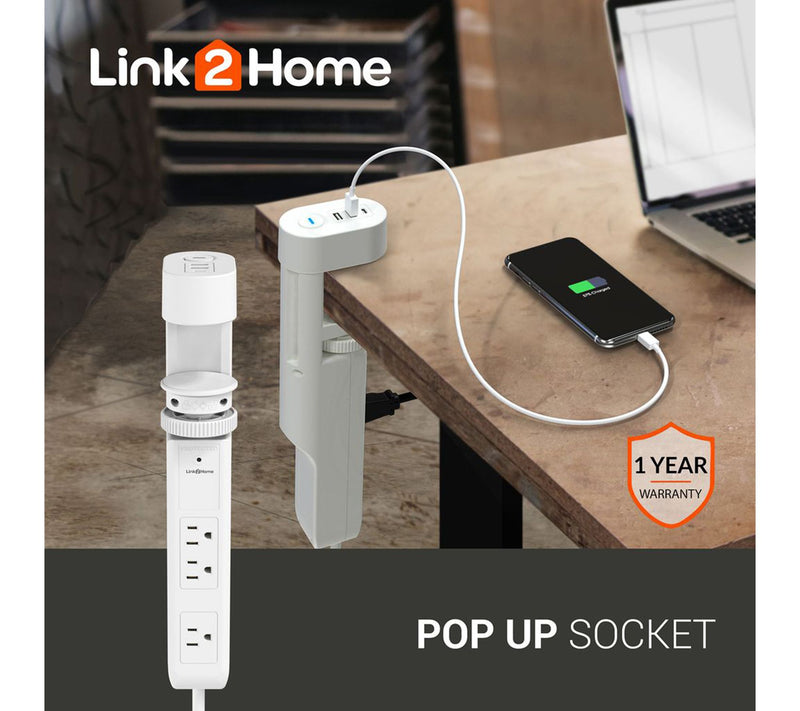 Link2Home Desktop Mount Power Charging Strip w/ USB Ports — View 8