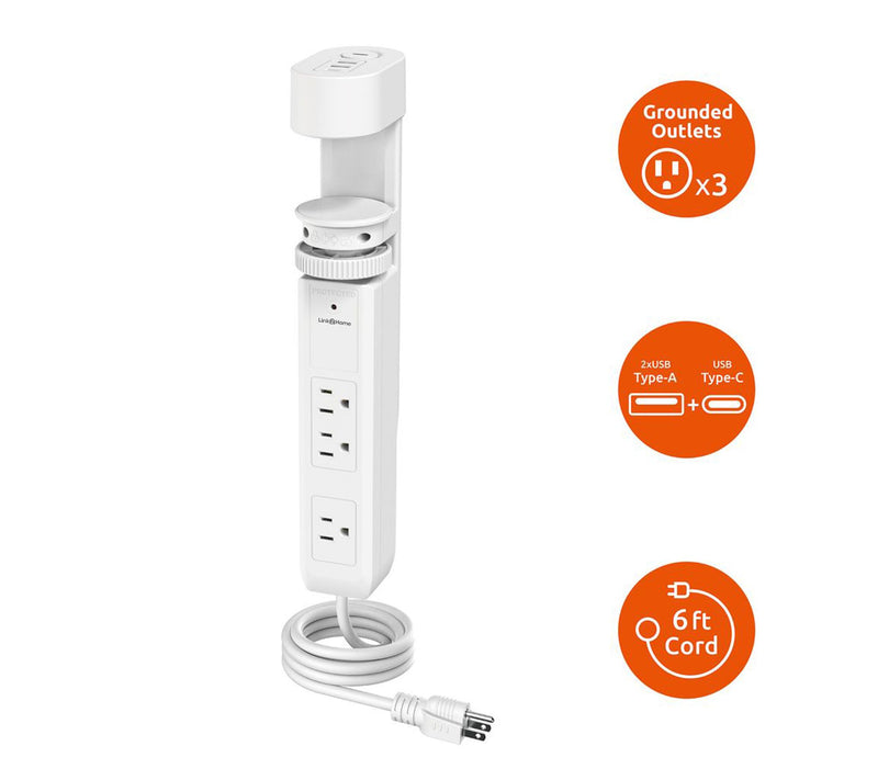 Link2Home Desktop Mount Power Charging Strip w/ USB Ports — View 6