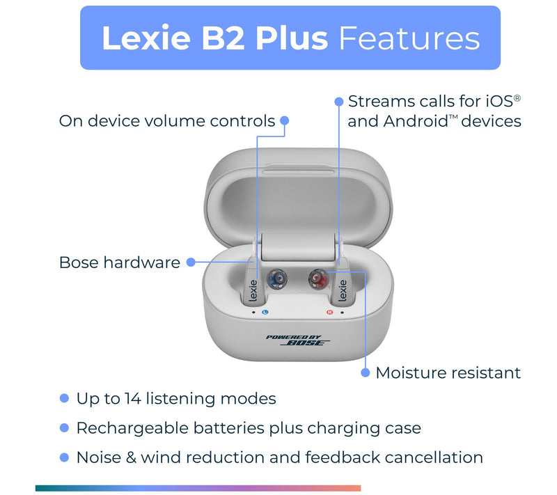 Lexie B2 Plus Powered by Bose OTC Hearing Aids with Carry Case — View 4