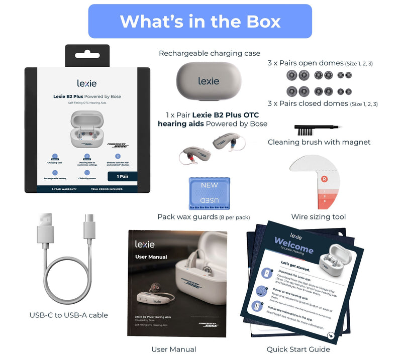 Lexie B2 Plus Powered by Bose OTC Hearing Aids with Carry Case — View 2