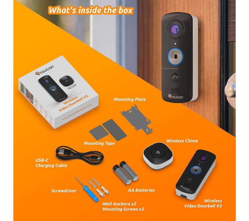Toucan Wireless V3 Video Doorbell with Doorbell Chime — View 8