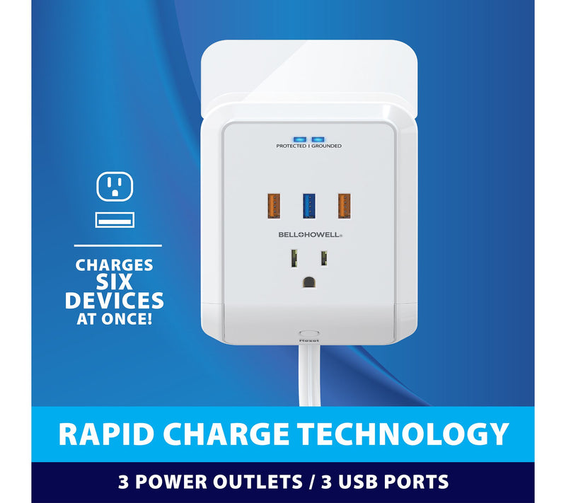 Bell & Howell Set of 2 Power Outlets w/ 6 Ports & Surge Protector — View 4