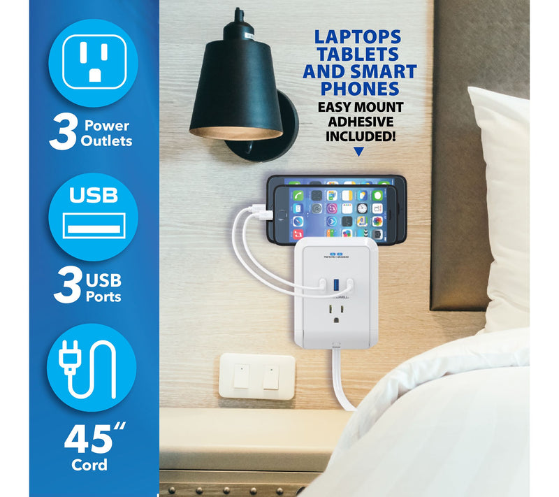 Bell & Howell Set of 2 Power Outlets w/ 6 Ports & Surge Protector — View 3