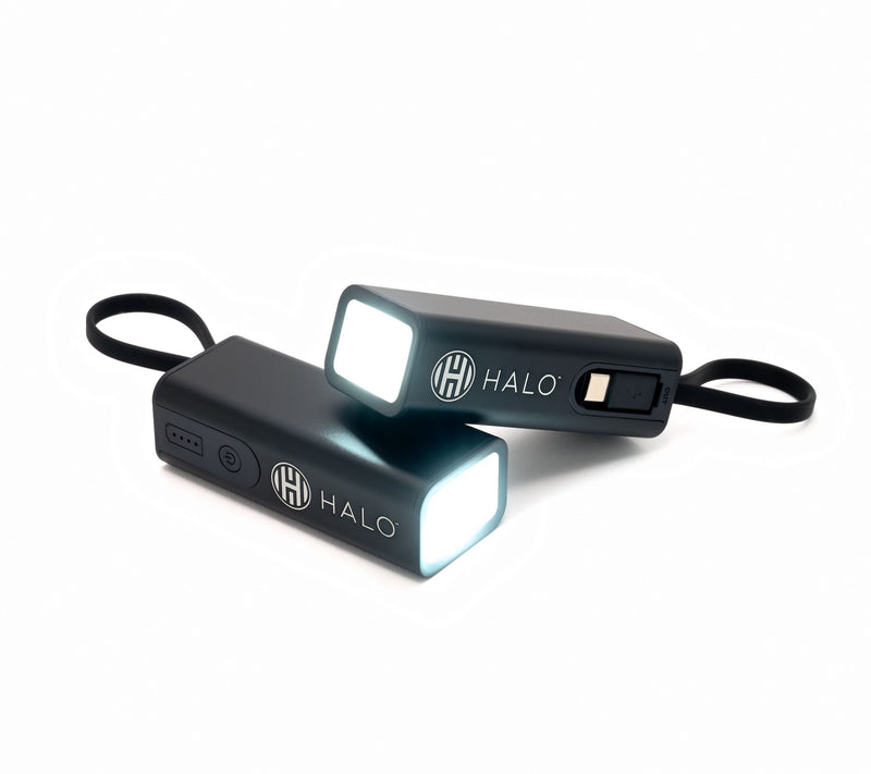 HALO Set of 2 4.4k mAh Power Banks w/ Flashlight & Built in Cable — View 3