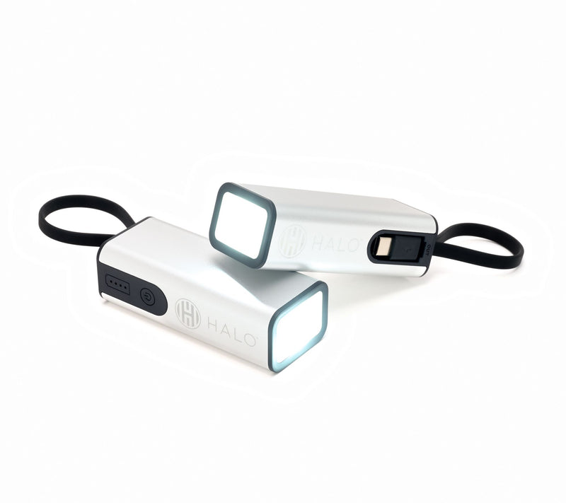 HALO Set of 2 4.4k mAh Power Banks w/ Flashlight & Built in Cable — View 13