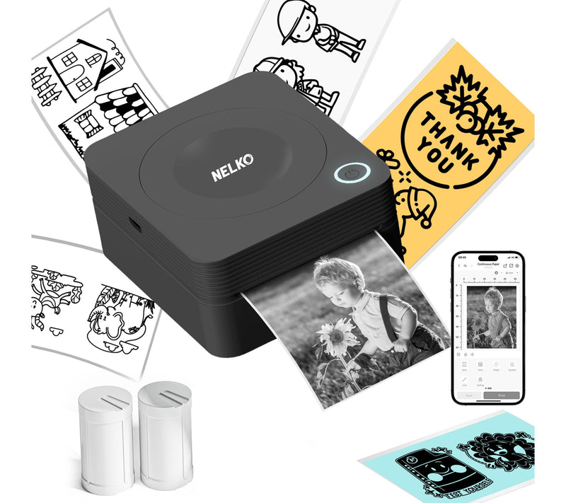 Nelko PM230 Portable Bluetooth Sticker Printerwith 2 Rolls — View 2
