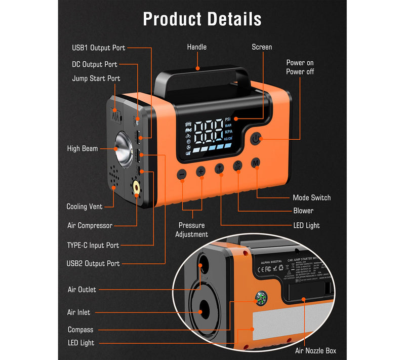 Sungale Car Jump Starter with Air Compressor and Vacuum Cleane — View 7