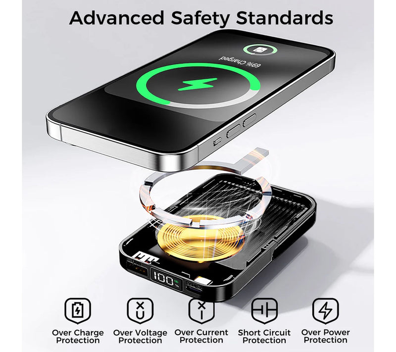Alpha Digital 10000mAh Magnetic Powerbank withBuilt-in Cables — View 6