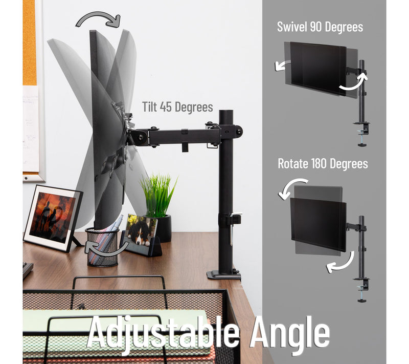 Mind Reader Single Monitor Desk Mount Rotate 180 — View 4
