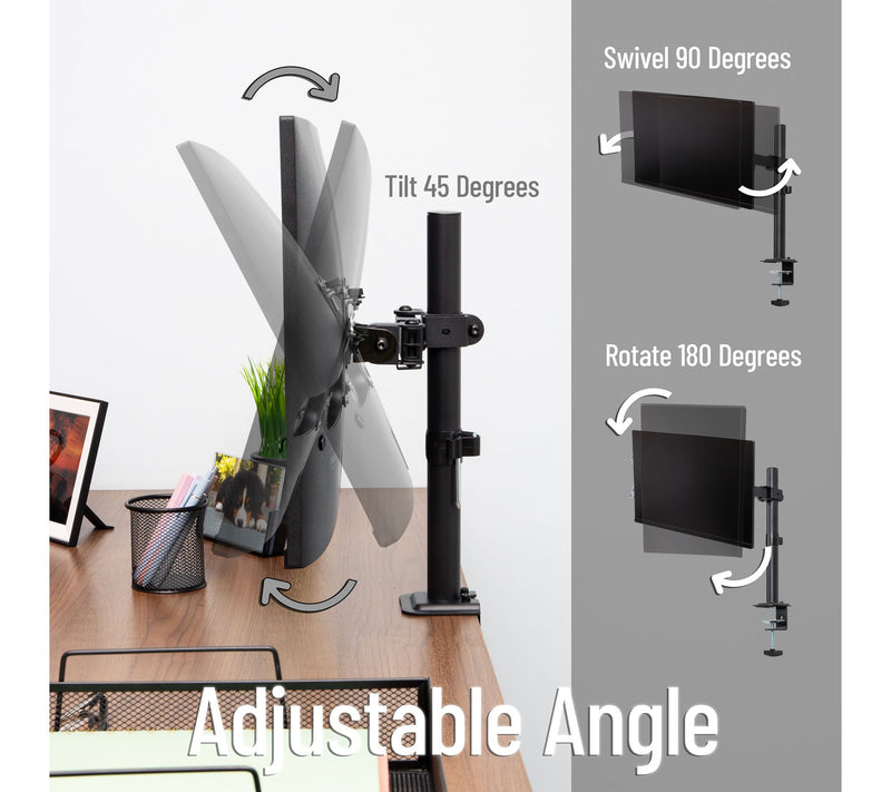 Mind Reader Single Monitor Desk Mount 90 Swivel — View 4