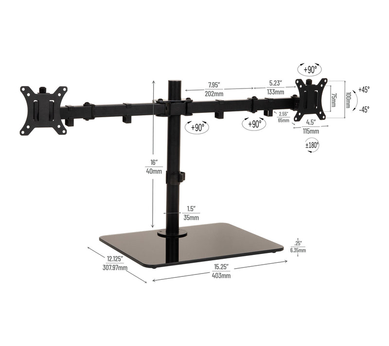 Mind Reader Freestanding Dual Monitor Desk Mount for 13-32 — View 3