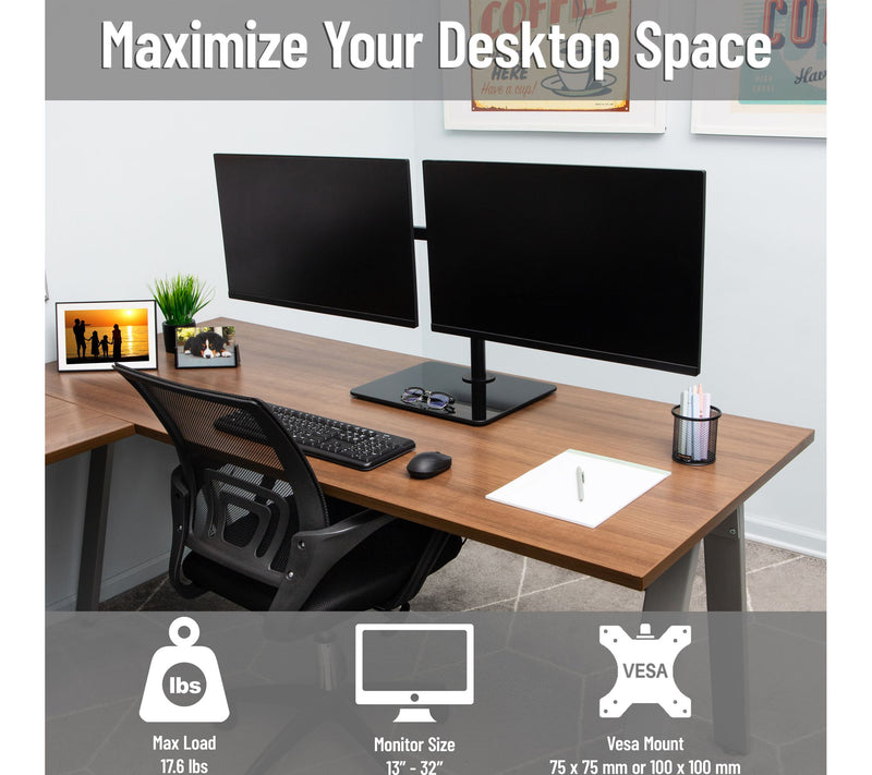 Mind Reader Freestanding Dual Monitor Desk Mount for 13-32 — View 2