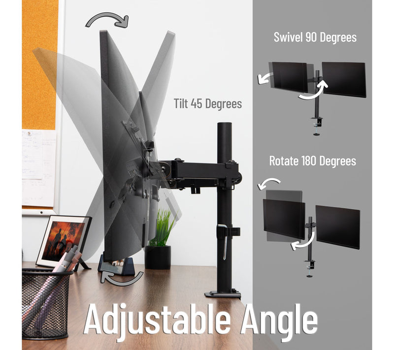 Mind Reader Dual Monitor Desk Mount  Adjustable, Black — View 4