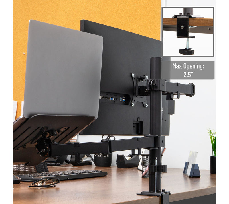 Mind Reader Dual Arm Monitor and Laptop Desk Mount, Adjustable — View 7