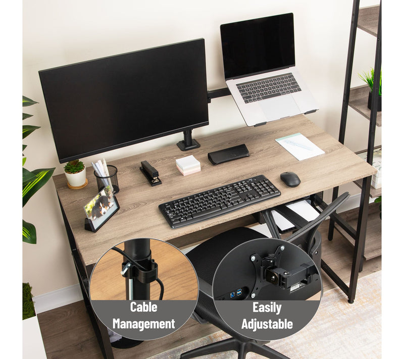 Mind Reader Dual Arm Monitor and Laptop Desk Mount, Adjustable — View 6