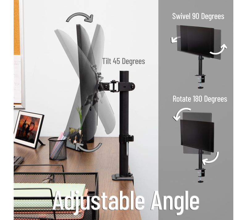 Mind Reader Single Monitor Desk Mount, Black — View 4